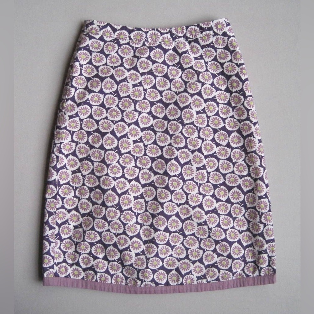 EUC Boden Purple Floral A-Line Skirt with Side Zipper